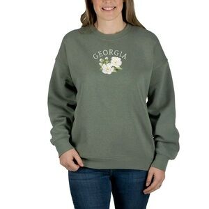 NWT State of Mine Women's Embroidered Floral State Sweatshirt- Georgia